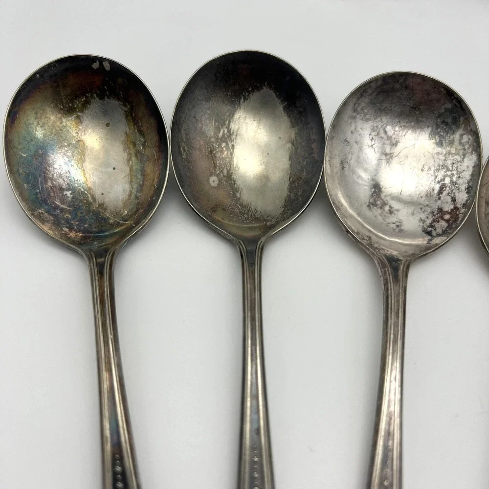 Oneida‎ Community Tudor Silver Plated 6 Spoon Set Queen Bess Vintage Tarnished